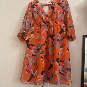 Vibrant Clover & Sloane Flutter Sleeve Floral Mini Dress Women's Size L